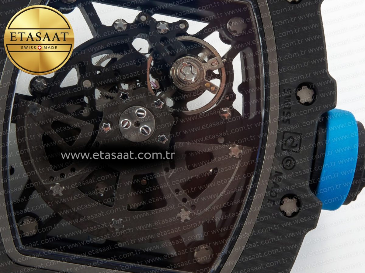 RM035 Carbon SONIC Best Edition Skeleton Dial on Blue Rubber Strap Clone RMUL2 V2 - Görsel 20