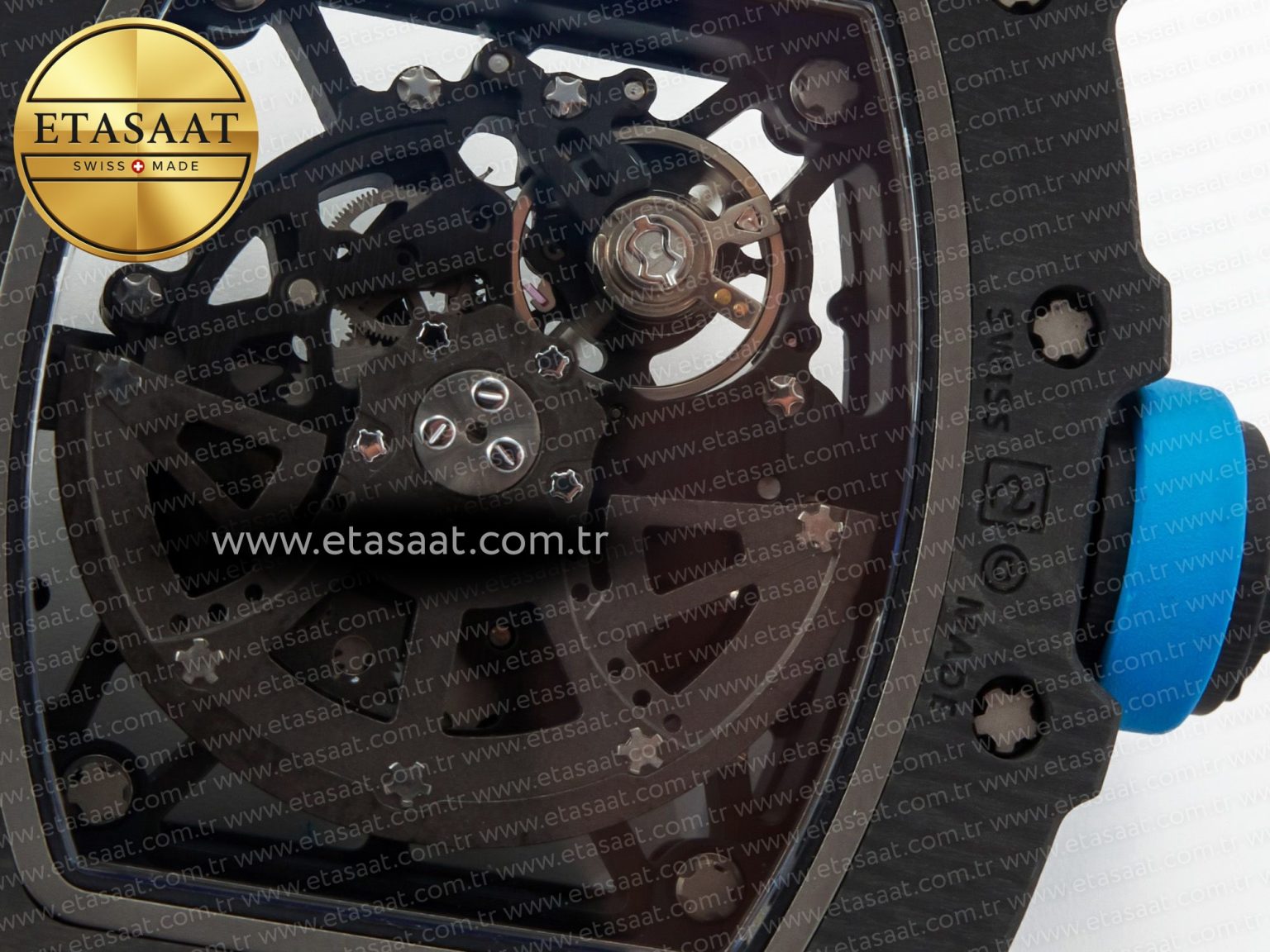 RM035 Carbon SONIC Best Edition Skeleton Dial on Blue Rubber Strap Clone RMUL2 V2 - Görsel 20