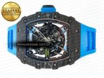 RM035 Carbon SONIC Best Edition Skeleton Dial on Blue Rubber Strap Clone RMUL2 V2 - Görsel 9