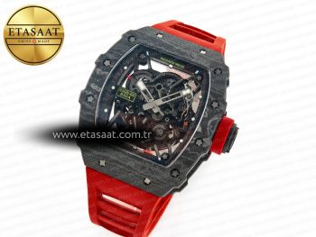 RM035 Carbon SONIC Best Edition Skeleton Dial on Red Rubber Strap Clone RMUL2 V2