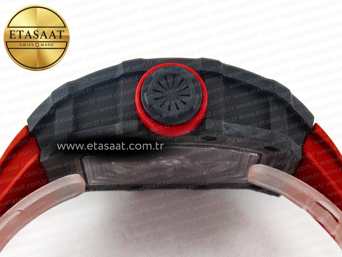 RM035 Carbon SONIC Best Edition Skeleton Dial on Red Rubber Strap Clone RMUL2 V2 - Görsel 16