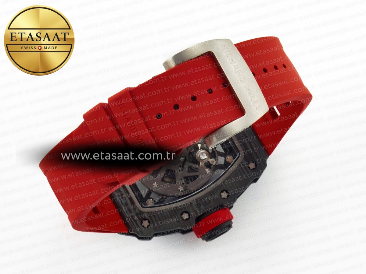 RM035 Carbon SONIC Best Edition Skeleton Dial on Red Rubber Strap Clone RMUL2 V2 - Görsel 17