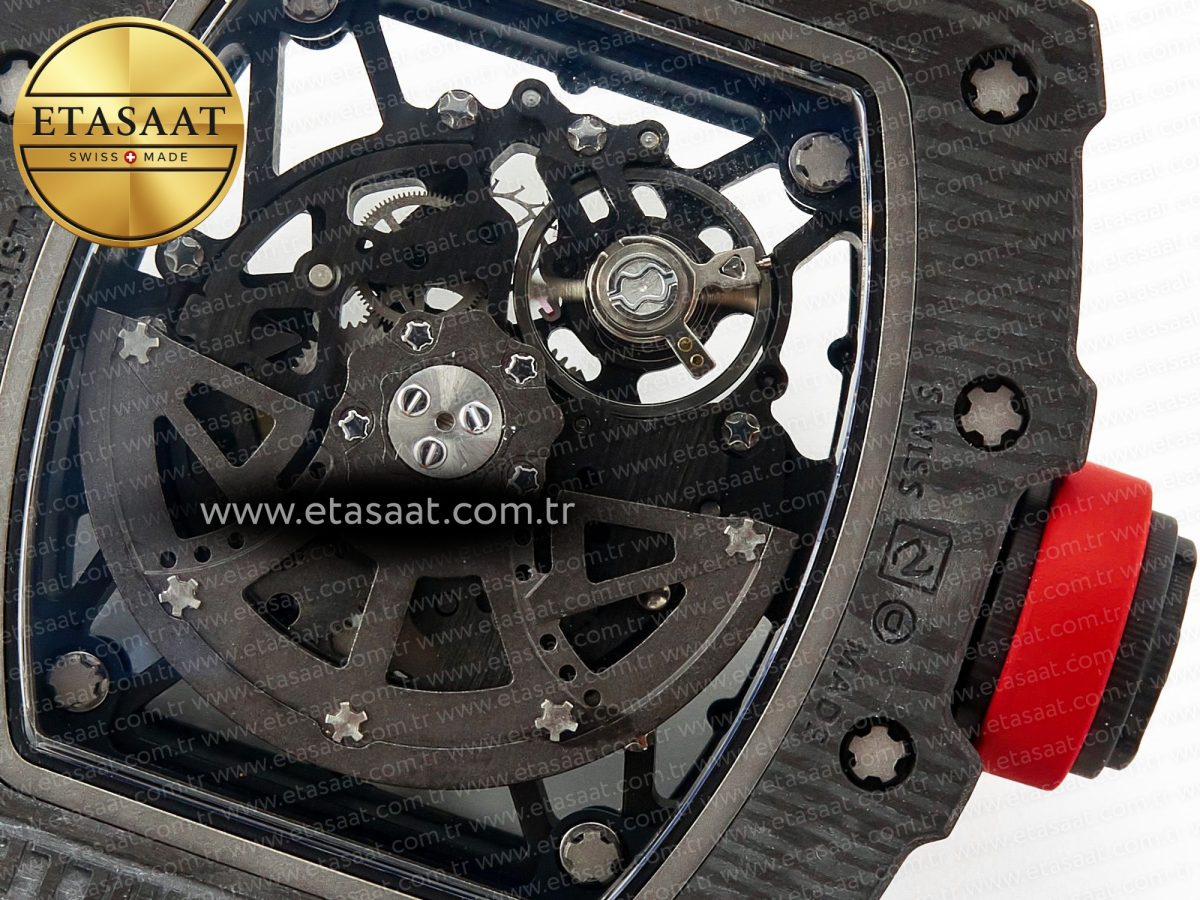 RM035 Carbon SONIC Best Edition Skeleton Dial on Red Rubber Strap Clone RMUL2 V2 - Görsel 20