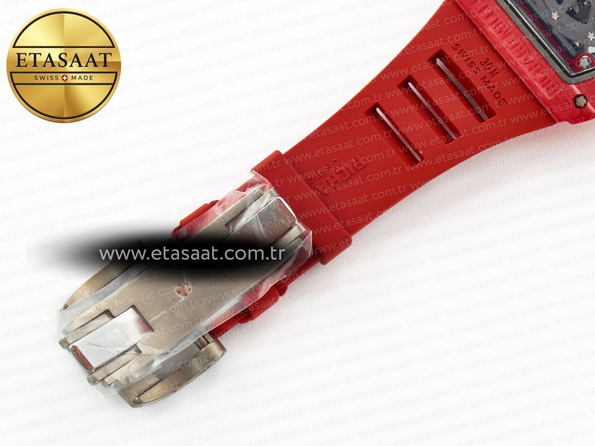 RM035 Carbon SONIC Best Edition Skeleton Dial on Red Rubber Strap Clone RMUL2 V2 - Görsel 23