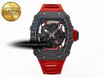 RM035 Carbon SONIC Best Edition Skeleton Dial on Red Rubber Strap Clone RMUL2 V2 - Görsel 3