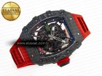 RM035 Carbon SONIC Best Edition Skeleton Dial on Red Rubber Strap Clone RMUL2 V2 - Görsel 8