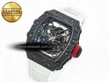 RM035 Carbon SONIC Best Edition Skeleton Dial on White Rubber Strap Clone RMUL2 V2