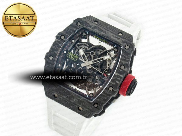 RM035 Carbon SONIC Best Edition Skeleton Dial on White Rubber Strap Clone RMUL2 V2