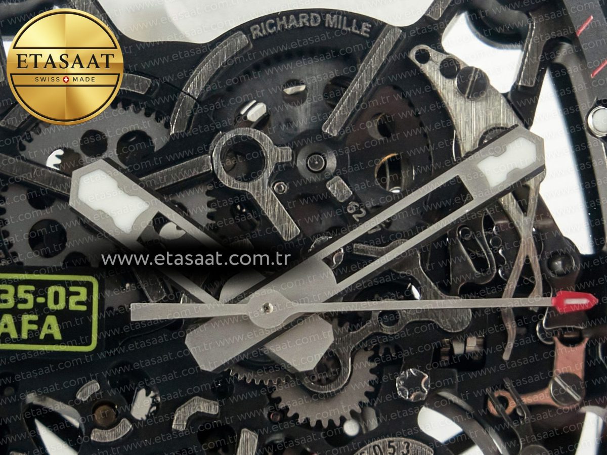 RM035 Carbon SONIC Best Edition Skeleton Dial on White Rubber Strap Clone RMUL2 V2 - Görsel 10
