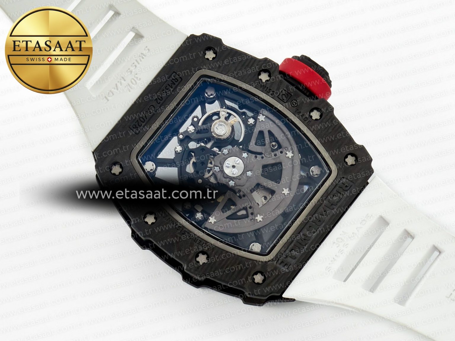 RM035 Carbon SONIC Best Edition Skeleton Dial on White Rubber Strap Clone RMUL2 V2 - Görsel 17