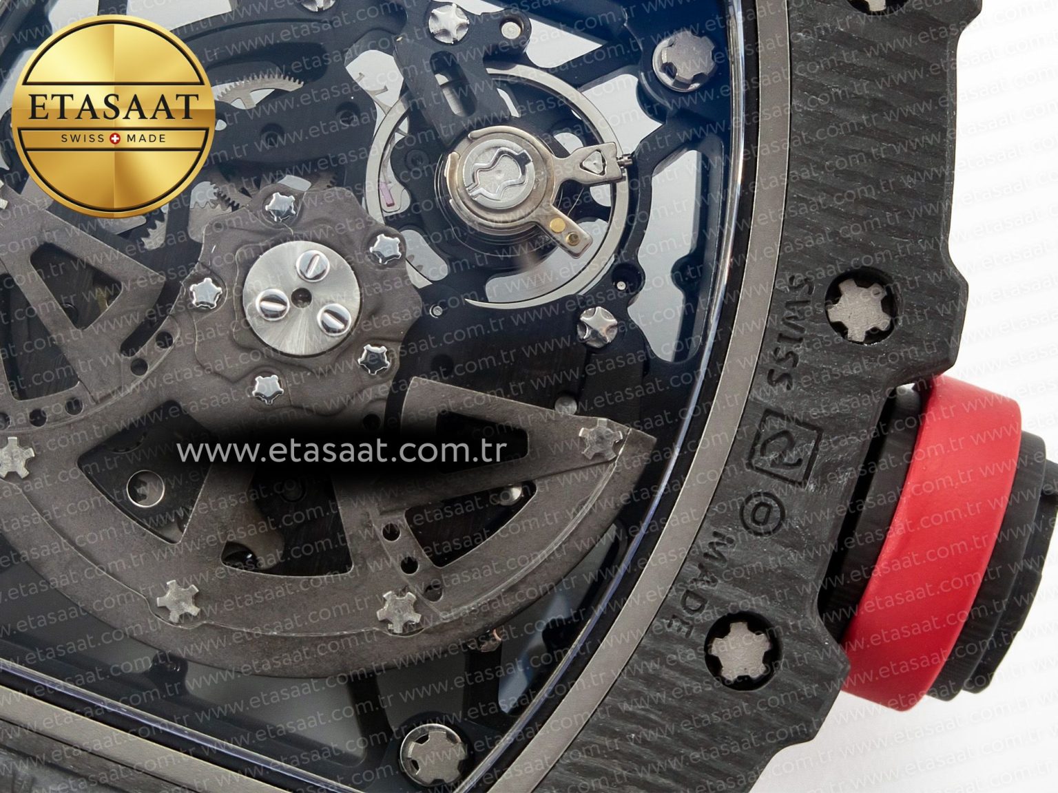 RM035 Carbon SONIC Best Edition Skeleton Dial on White Rubber Strap Clone RMUL2 V2 - Görsel 19
