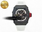 RM035 Carbon SONIC Best Edition Skeleton Dial on White Rubber Strap Clone RMUL2 V2 - Görsel 3
