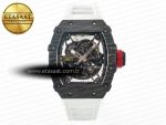 RM035 Carbon SONIC Best Edition Skeleton Dial on White Rubber Strap Clone RMUL2 V2 - Görsel 3