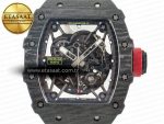 RM035 Carbon SONIC Best Edition Skeleton Dial on White Rubber Strap Clone RMUL2 V2 - Görsel 4