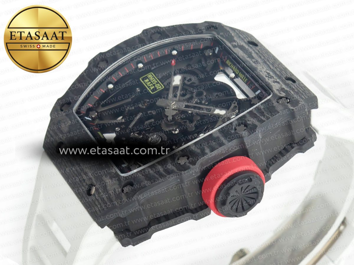 RM035 Carbon SONIC Best Edition Skeleton Dial on White Rubber Strap Clone RMUL2 V2 - Görsel 6