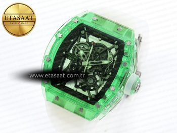 RM035 GREEN TRANSPARENT RMF BEST EDITION SKELETON DIAL ON TRANSLUCENT RUBBER STRAP CLONE RMUL2