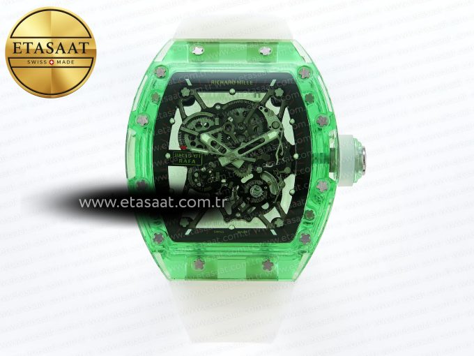 RM035 GREEN TRANSPARENT RMF BEST EDITION SKELETON DIAL ON TRANSLUCENT RUBBER STRAP CLONE RMUL2 - Görsel 3