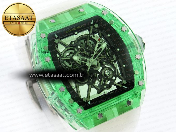 RM035 GREEN TRANSPARENT RMF BEST EDITION SKELETON DIAL ON TRANSLUCENT RUBBER STRAP CLONE RMUL2 - Görsel 5