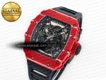 RM035 Red Carbon SONIC Best Edition Skeleton Dial on Black Rubber Strap Clone RMUL2 V2