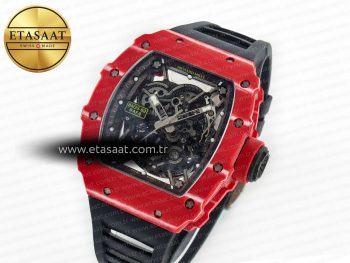 RM035 Red Carbon SONIC Best Edition Skeleton Dial on Black Rubber Strap Clone RMUL2 V2