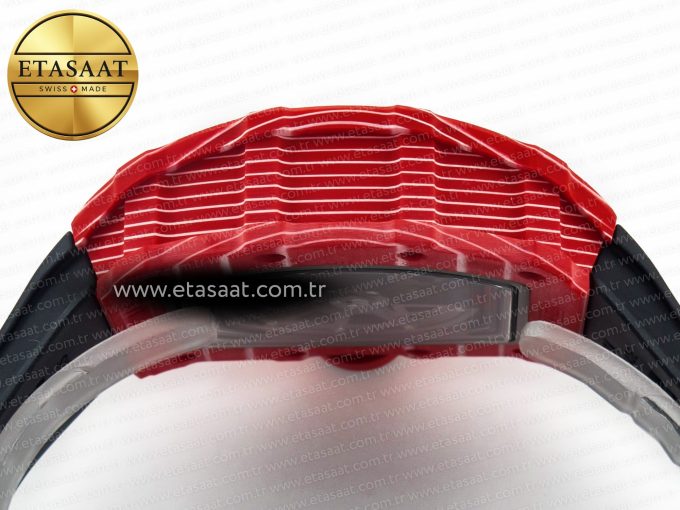 RM035 Red Carbon SONIC Best Edition Skeleton Dial on Black Rubber Strap Clone RMUL2 V2 - Görsel 14
