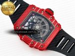 RM035 Red Carbon SONIC Best Edition Skeleton Dial on Black Rubber Strap Clone RMUL2 V2 - Görsel 17