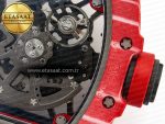 RM035 Red Carbon SONIC Best Edition Skeleton Dial on Black Rubber Strap Clone RMUL2 V2 - Görsel 19