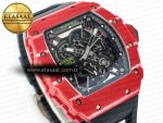 RM035 Red Carbon SONIC Best Edition Skeleton Dial on Black Rubber Strap Clone RMUL2 V2 - Görsel 4