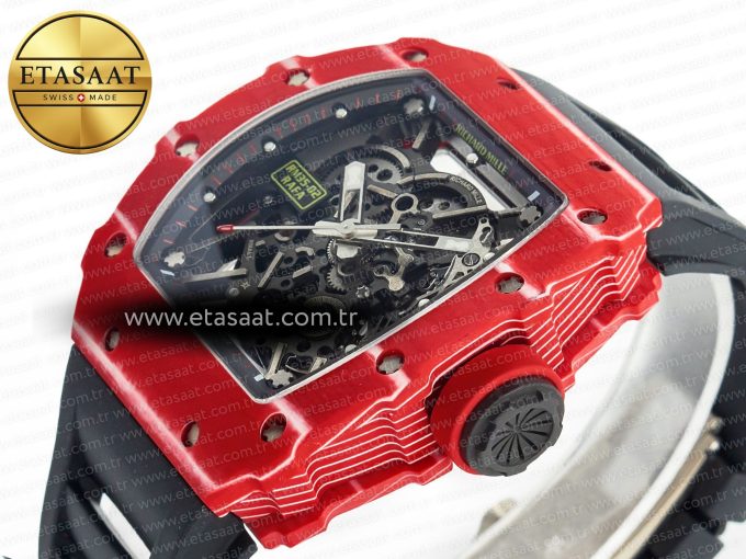 RM035 Red Carbon SONIC Best Edition Skeleton Dial on Black Rubber Strap Clone RMUL2 V2 - Görsel 6