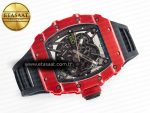 RM035 Red Carbon SONIC Best Edition Skeleton Dial on Black Rubber Strap Clone RMUL2 V2 - Görsel 7