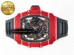 RM035 Red Carbon SONIC Best Edition Skeleton Dial on Black Rubber Strap Clone RMUL2 V2 - Görsel 8