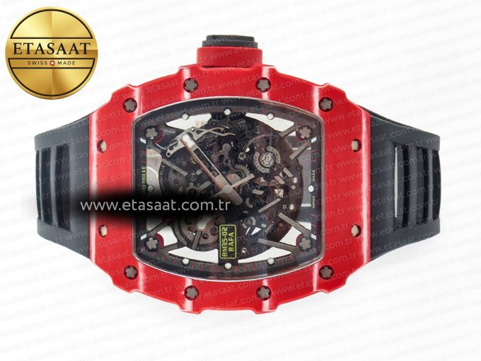 RM035 Red Carbon SONIC Best Edition Skeleton Dial on Black Rubber Strap Clone RMUL2 V2 - Görsel 8