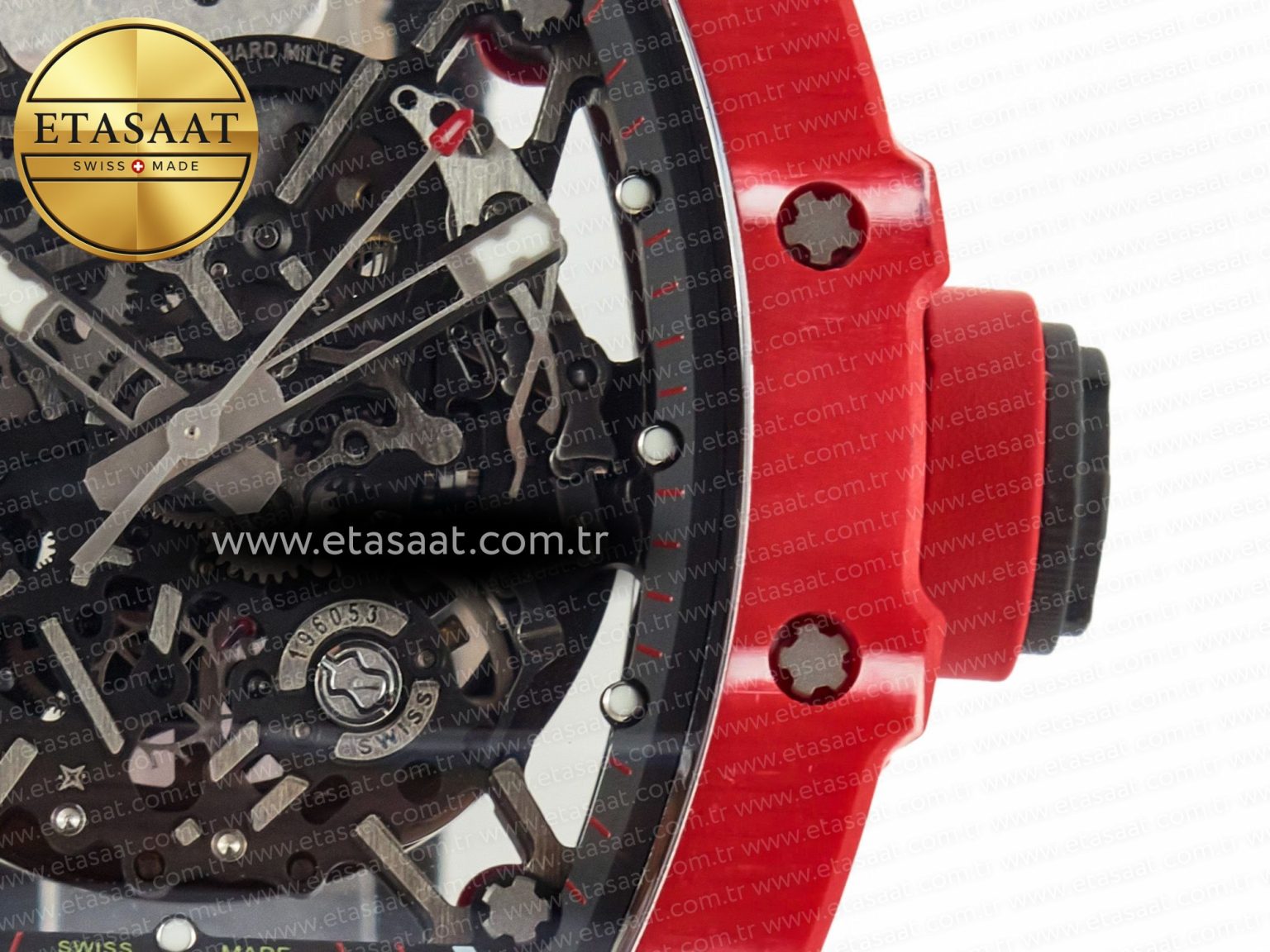 RM035 Red Carbon SONIC Best Edition Skeleton Dial on Black Rubber Strap Clone RMUL2 V2 - Görsel 9