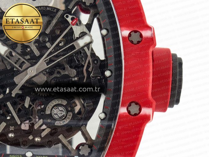 RM035 Red Carbon SONIC Best Edition Skeleton Dial on Black Rubber Strap Clone RMUL2 V2 - Görsel 9