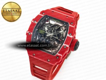 RM035 Red Carbon SONIC Best Edition Skeleton Dial on Red Rubber Strap Clone RMUL2 V2