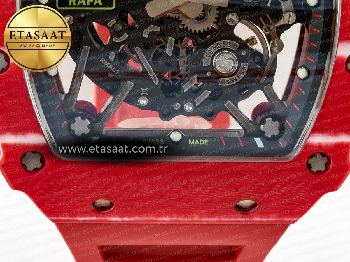 RM035 Red Carbon SONIC Best Edition Skeleton Dial on Red Rubber Strap Clone RMUL2 V2 - Görsel 10
