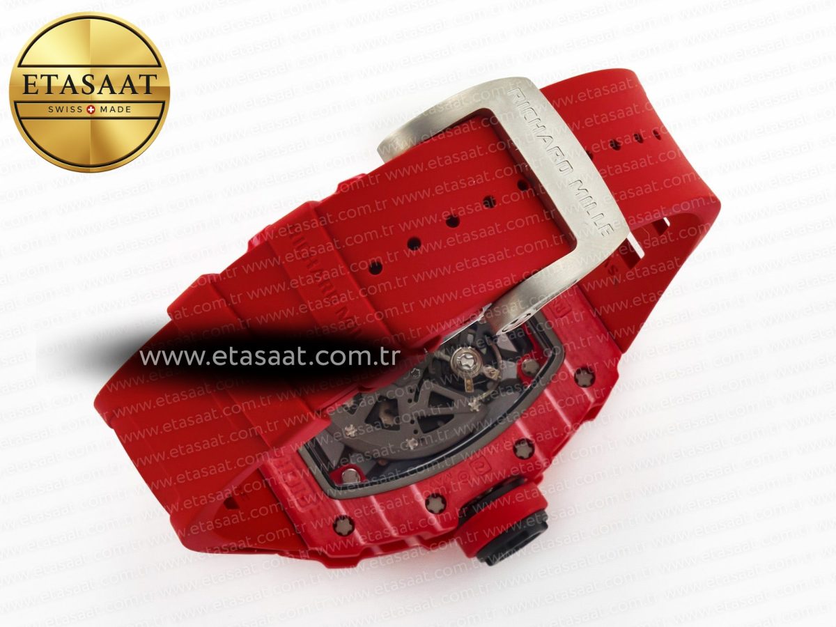 RM035 Red Carbon SONIC Best Edition Skeleton Dial on Red Rubber Strap Clone RMUL2 V2 - Görsel 17