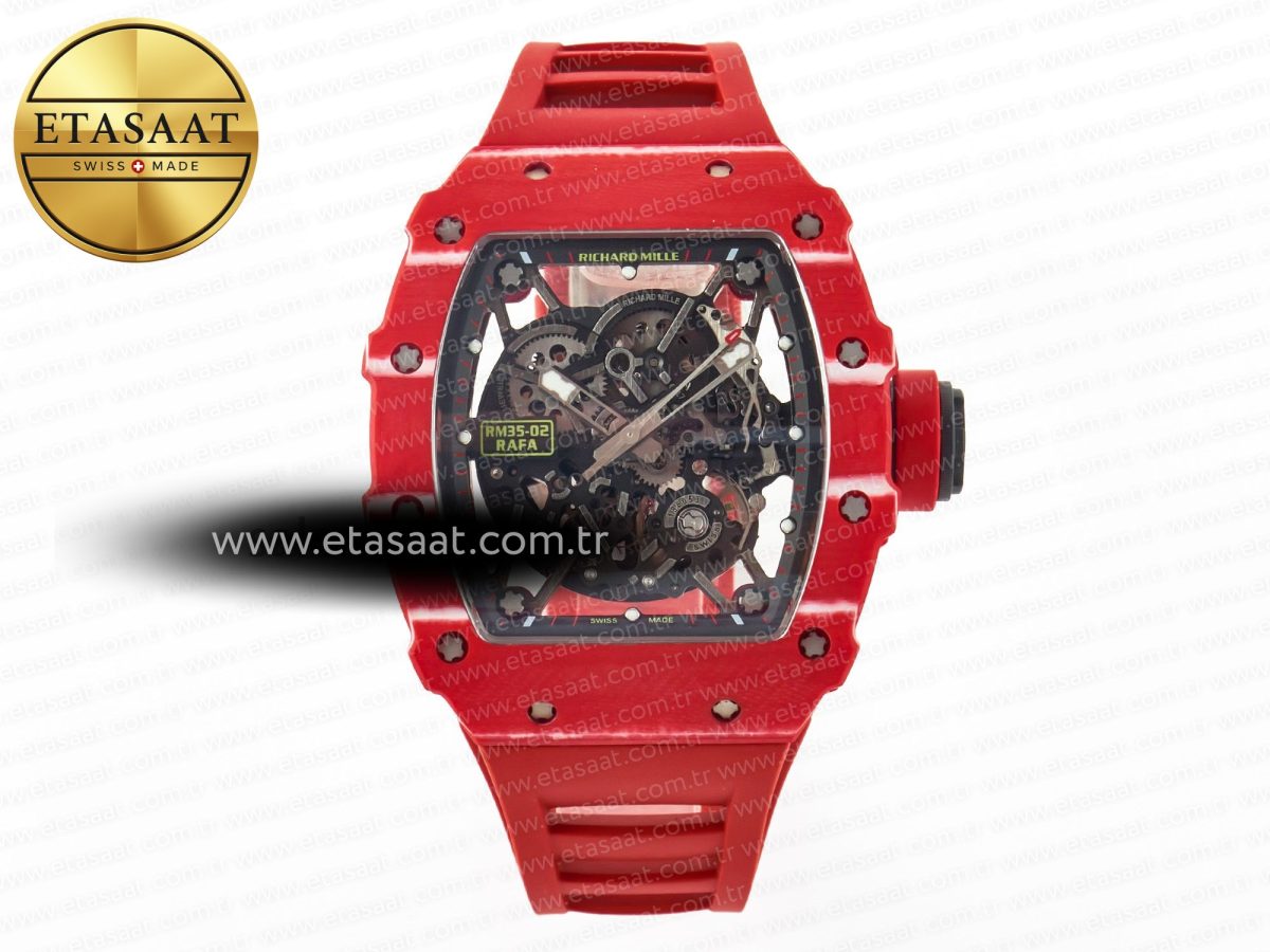 RM035 Red Carbon SONIC Best Edition Skeleton Dial on Red Rubber Strap Clone RMUL2 V2 - Görsel 3