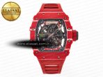 RM035 Red Carbon SONIC Best Edition Skeleton Dial on Red Rubber Strap Clone RMUL2 V2 - Görsel 3