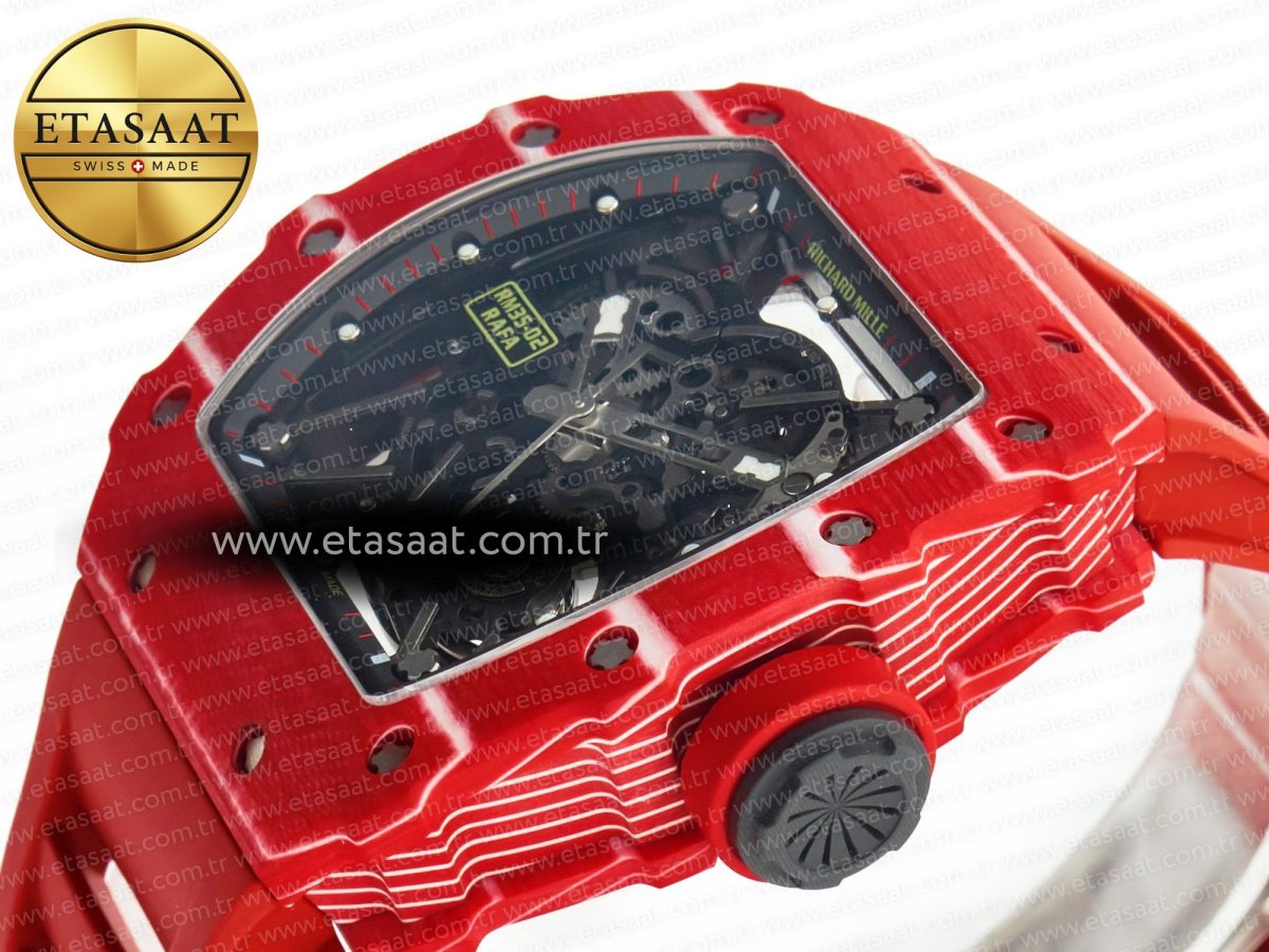 RM035 Red Carbon SONIC Best Edition Skeleton Dial on Red Rubber Strap Clone RMUL2 V2 - Görsel 6