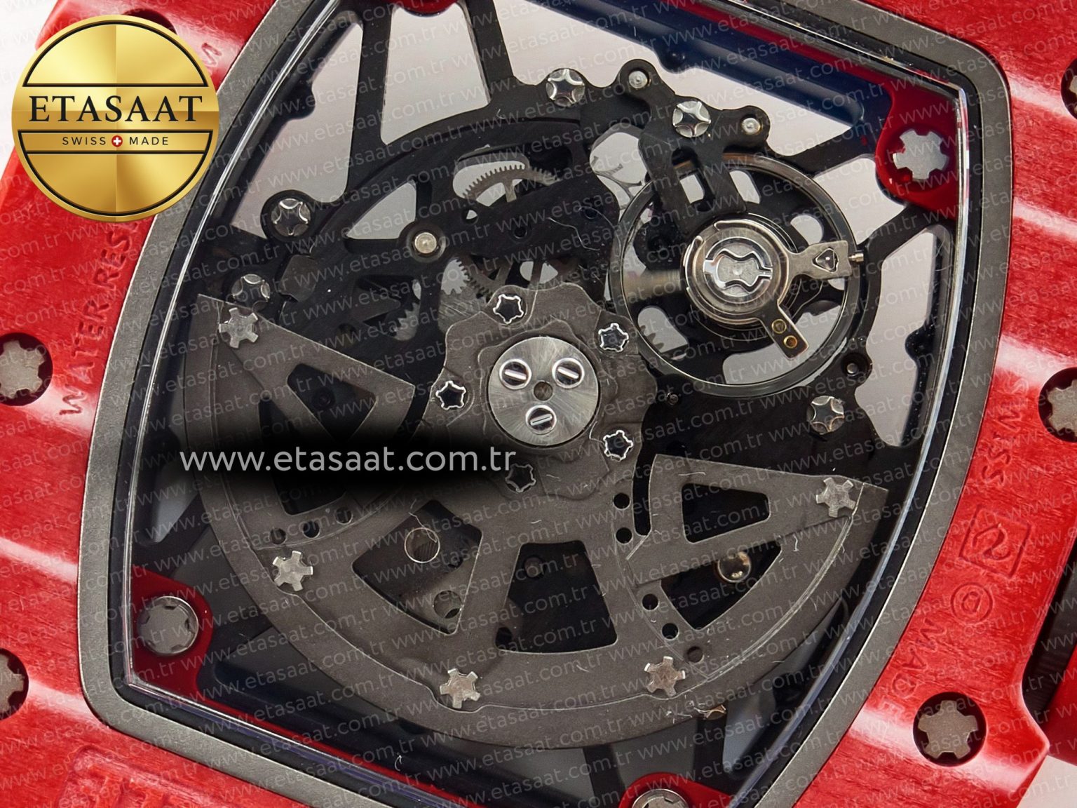 RM035 Red Carbon SONIC Best Edition Skeleton Dial on White Rubber Strap Clone RMUL2 V2 - Görsel 18