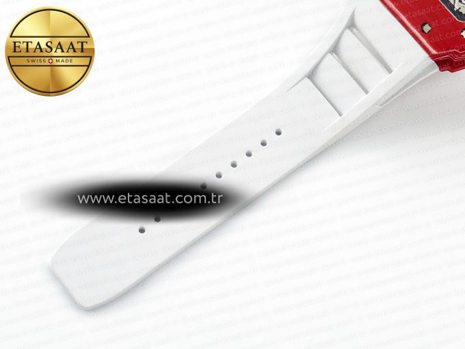 RM035 Red Carbon SONIC Best Edition Skeleton Dial on White Rubber Strap Clone RMUL2 V2 - Görsel 20