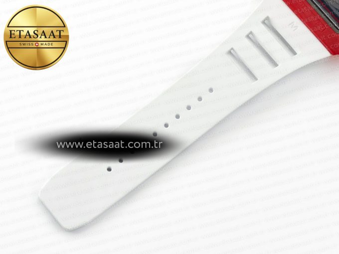 RM035 Red Carbon SONIC Best Edition Skeleton Dial on White Rubber Strap Clone RMUL2 V2 - Görsel 21