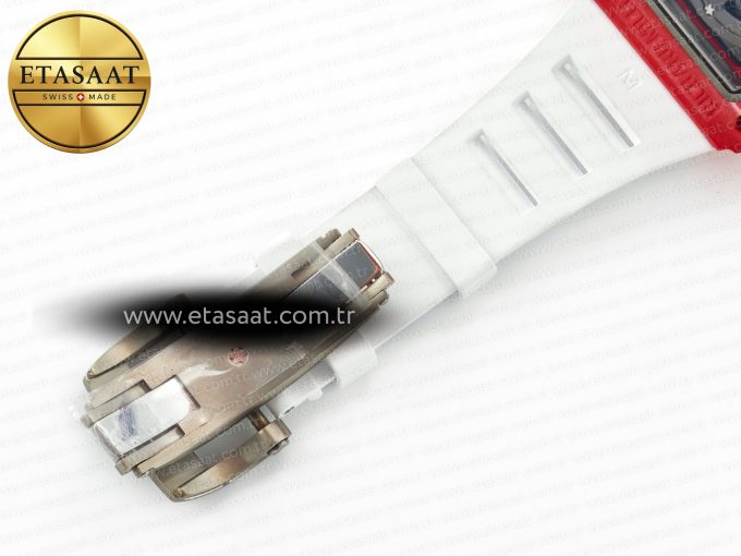 RM035 Red Carbon SONIC Best Edition Skeleton Dial on White Rubber Strap Clone RMUL2 V2 - Görsel 22