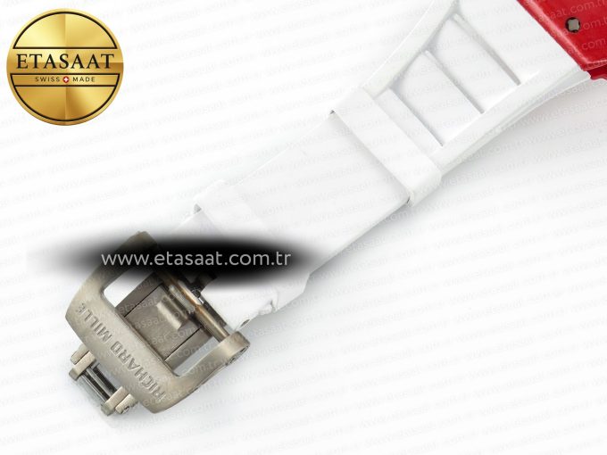RM035 Red Carbon SONIC Best Edition Skeleton Dial on White Rubber Strap Clone RMUL2 V2 - Görsel 23