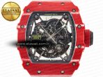 RM035 Red Carbon SONIC Best Edition Skeleton Dial on White Rubber Strap Clone RMUL2 V2 - Görsel 4