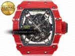 RM035 Red Carbon SONIC Best Edition Skeleton Dial on White Rubber Strap Clone RMUL2 V2 - Görsel 4