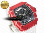 RM035 Red Carbon SONIC Best Edition Skeleton Dial on White Rubber Strap Clone RMUL2 V2 - Görsel 5