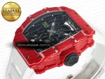 RM035 Red Carbon SONIC Best Edition Skeleton Dial on White Rubber Strap Clone RMUL2 V2 - Görsel 6