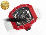 RM035 Red Carbon SONIC Best Edition Skeleton Dial on White Rubber Strap Clone RMUL2 V2 - Görsel 8